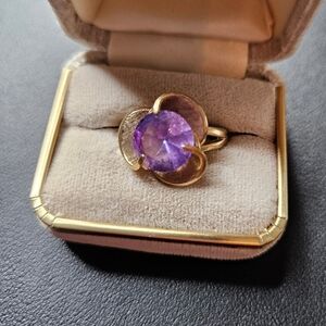 Gold Ring with Purple Gemstone